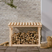 Leñero de madera maciza de pino 108x64,5x77 cm v9294 - Vetonek