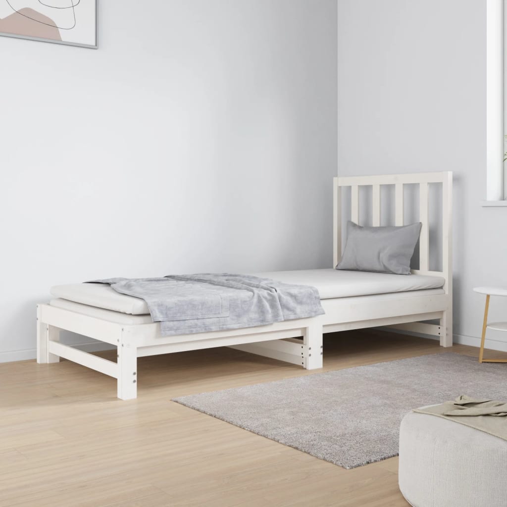 Vetonek Sofá cama extraíble sin colchón blanco 2x(90x190) cm