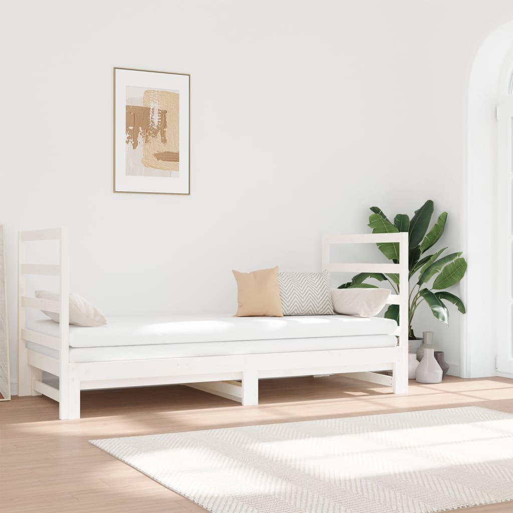 Vetonek Sofá cama extraíble sin colchón blanco 2x(90x190) cm