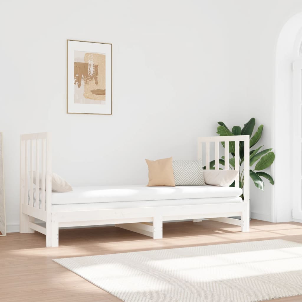 Vetonek Sofá cama extraíble sin colchón blanco 2x(90x190) cm