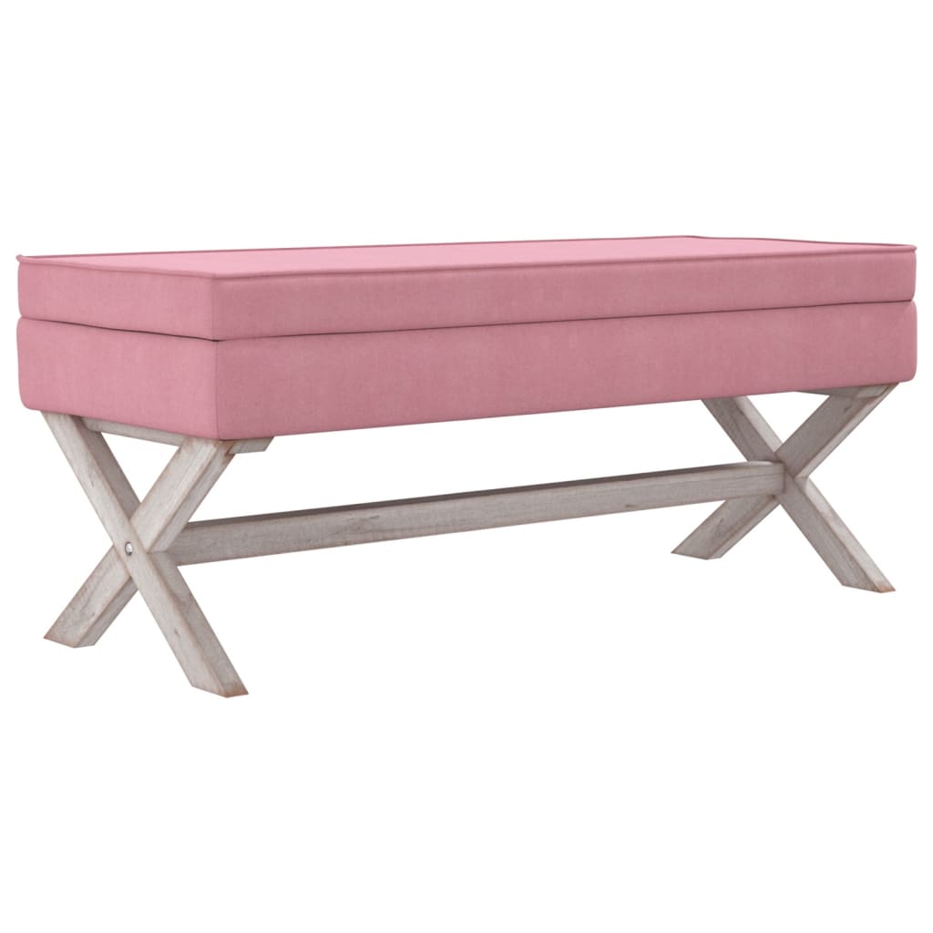 Taburete con almacenaje terciopelo rosa 110x45x49 cm