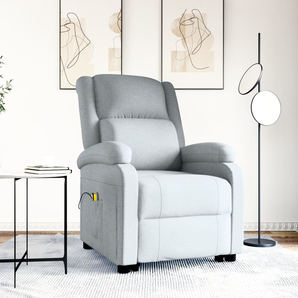 Vetonek Sillón de masaje elevable tela gris claro