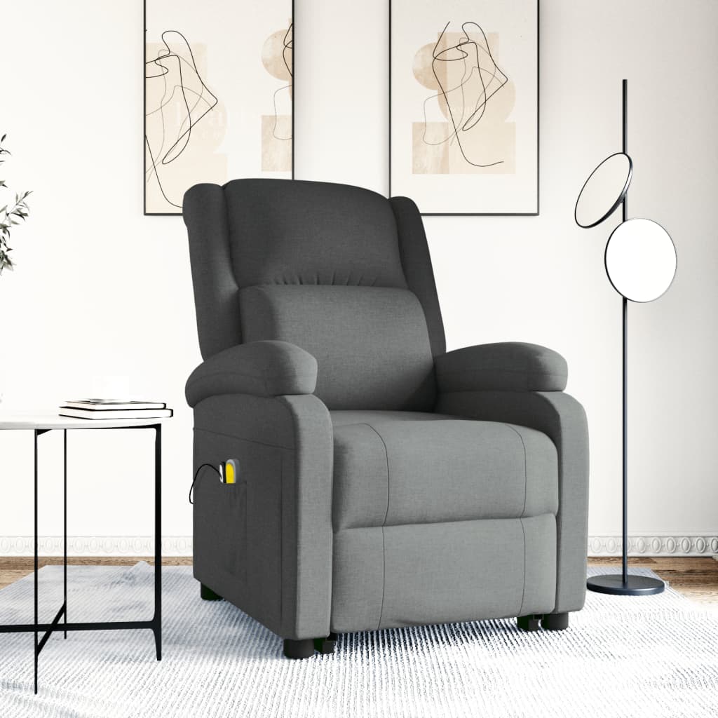 Vetonek Sillón de masaje elevable tela gris oscuro