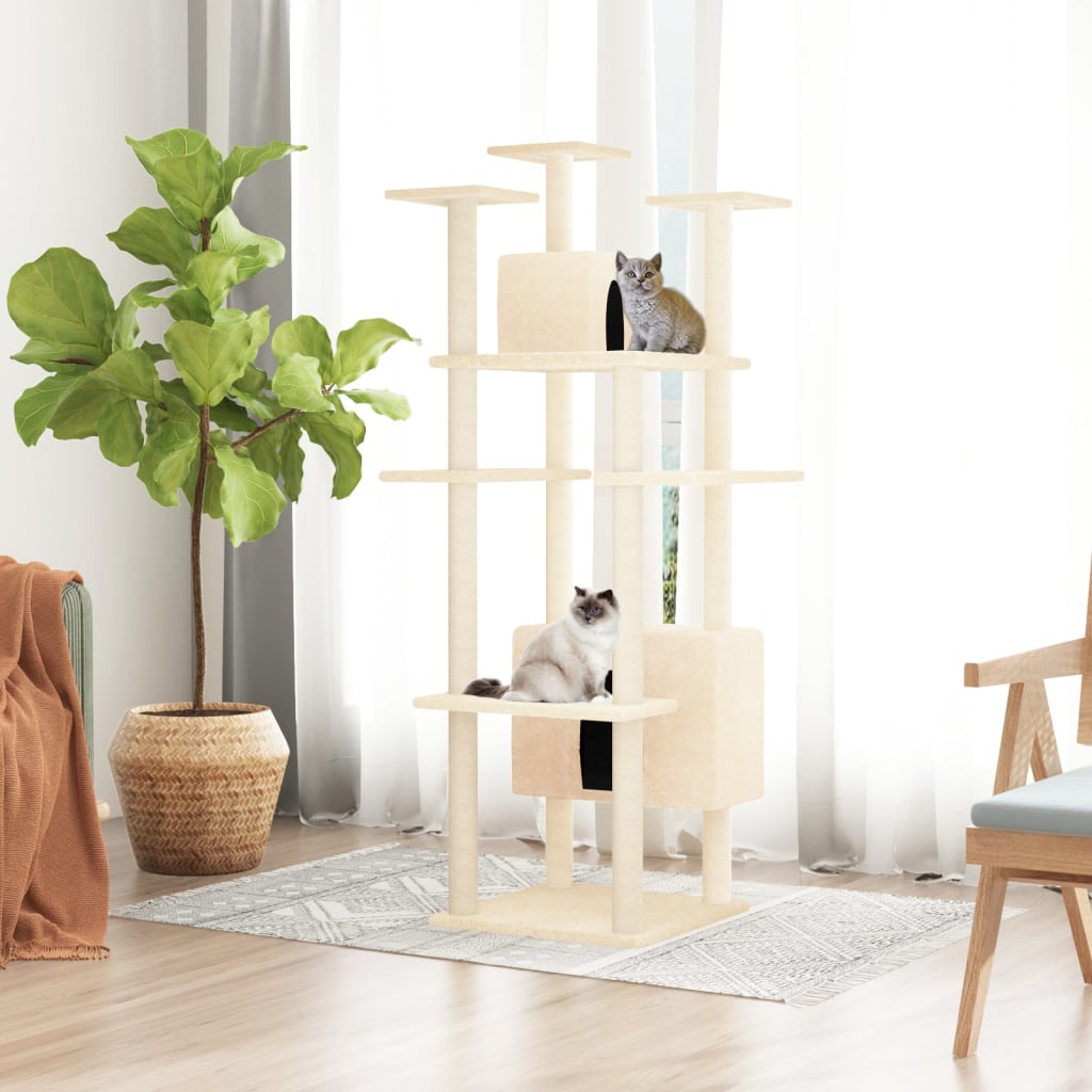 Vetonek Rascador para gatos con postes de sisal color crema 162 cm