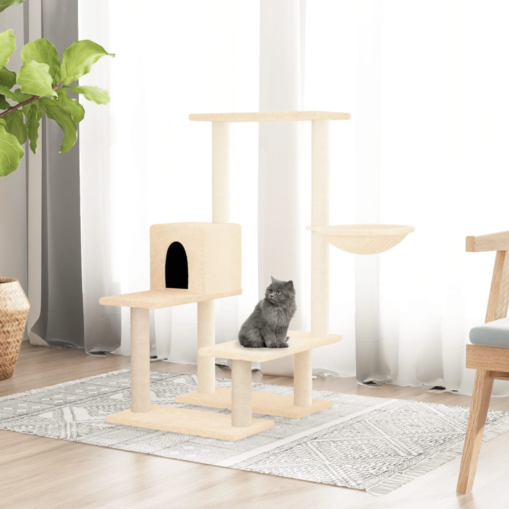 Vetonek Rascador para gatos con postes de sisal color crema 94,5 cm