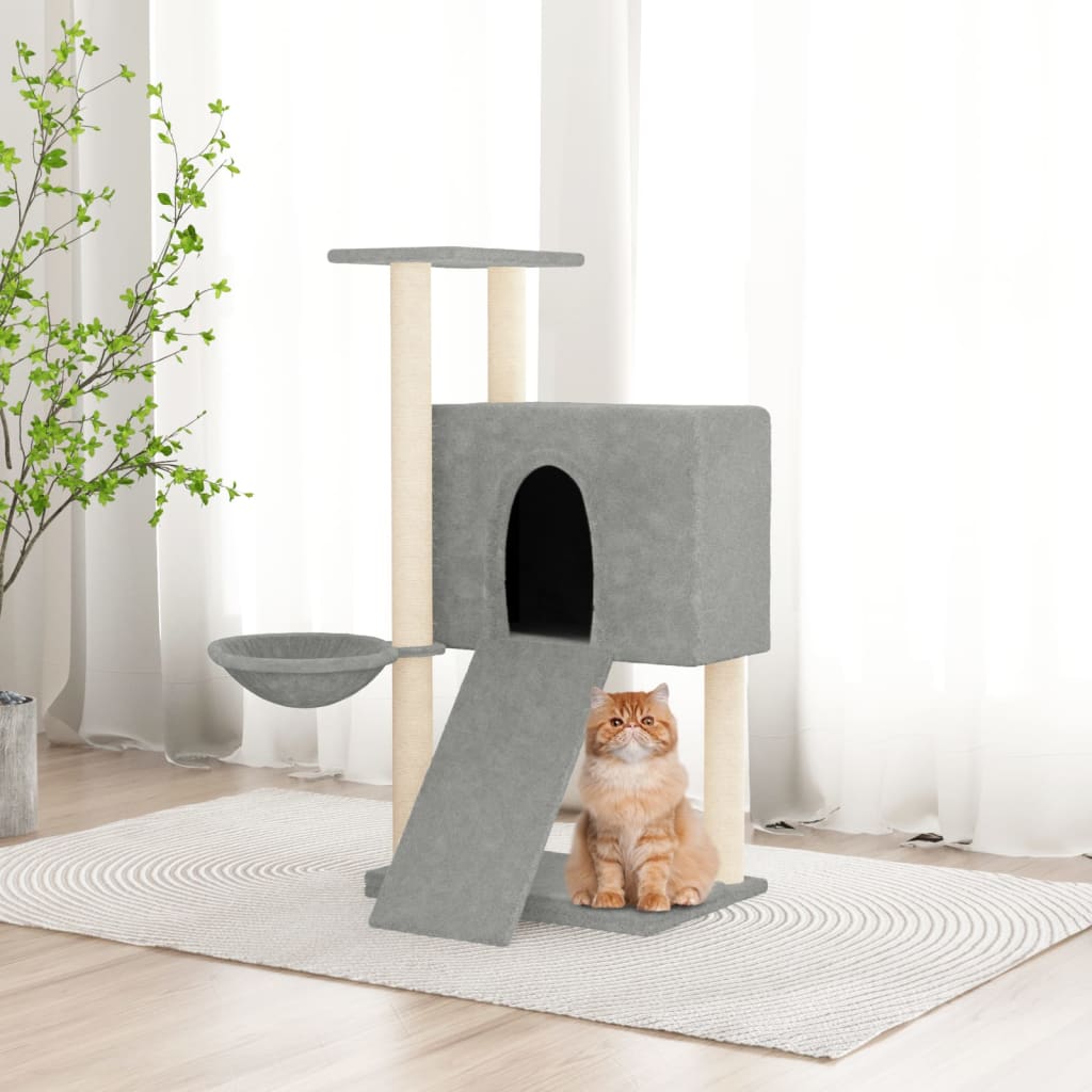 Vetonek Rascador para gatos con postes de sisal gris claro 96 cm