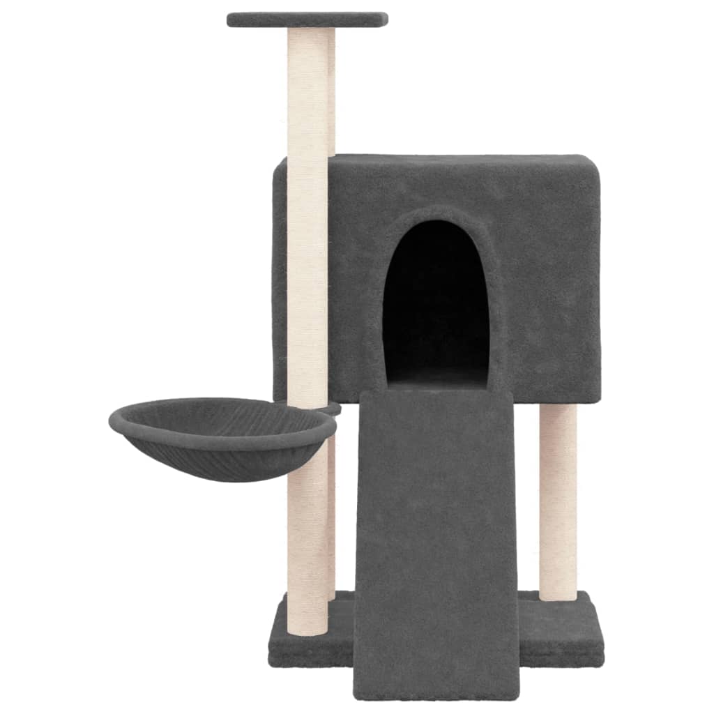 Rascador para gatos con postes de sisal gris oscuro 96 cm