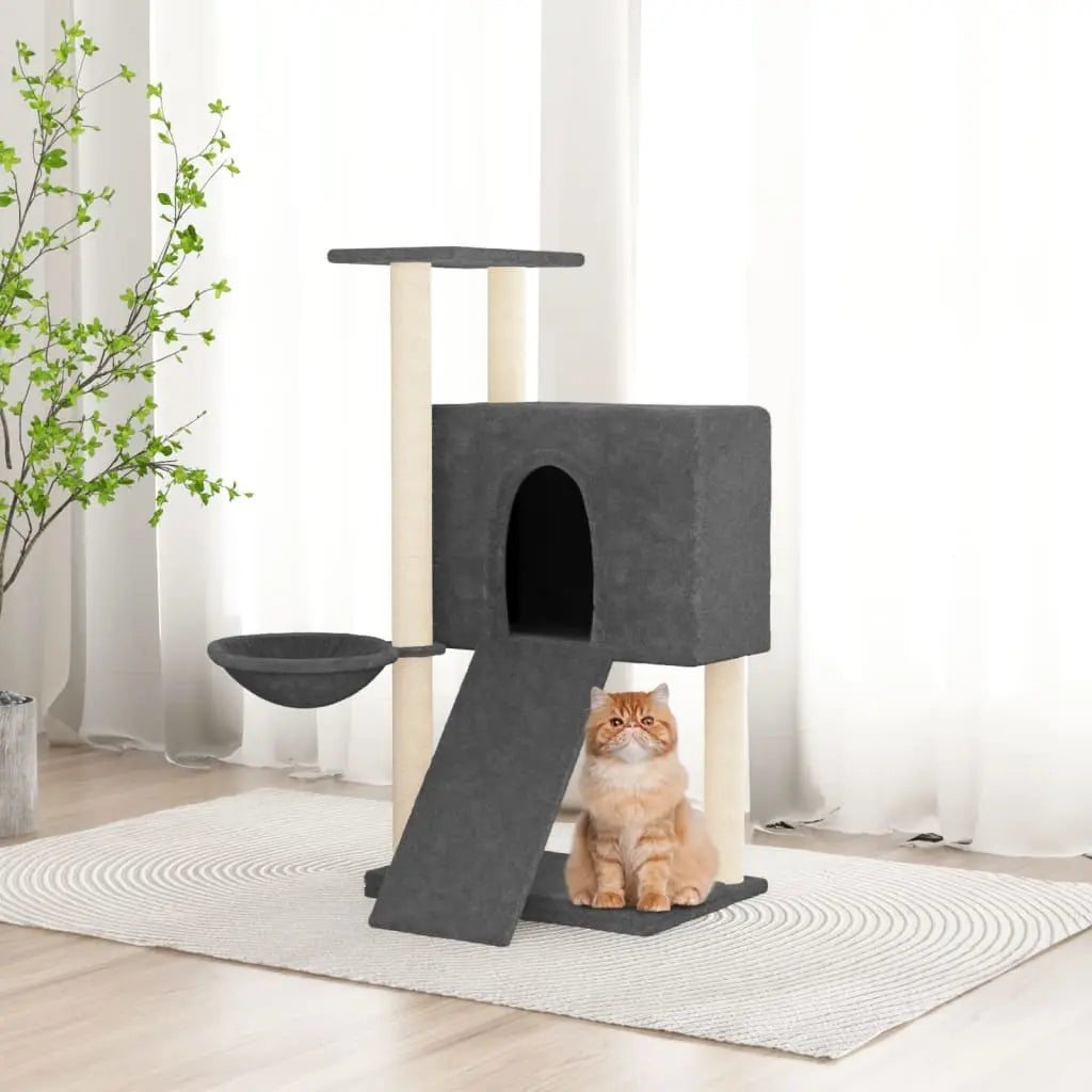 Vetonek Rascador para gatos con postes de sisal gris oscuro 96 cm