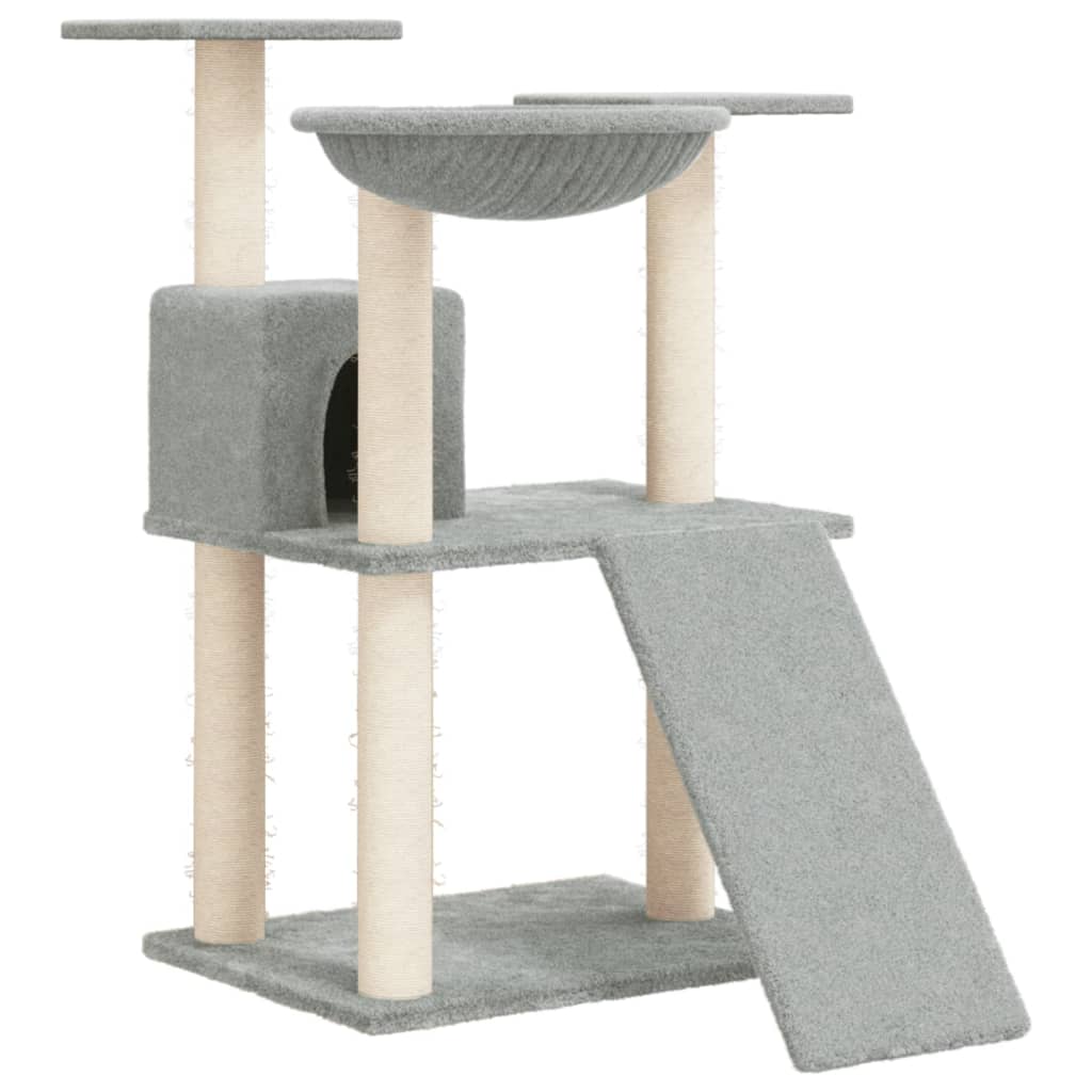 Rascador para gatos con postes de sisal gris claro 83 cm