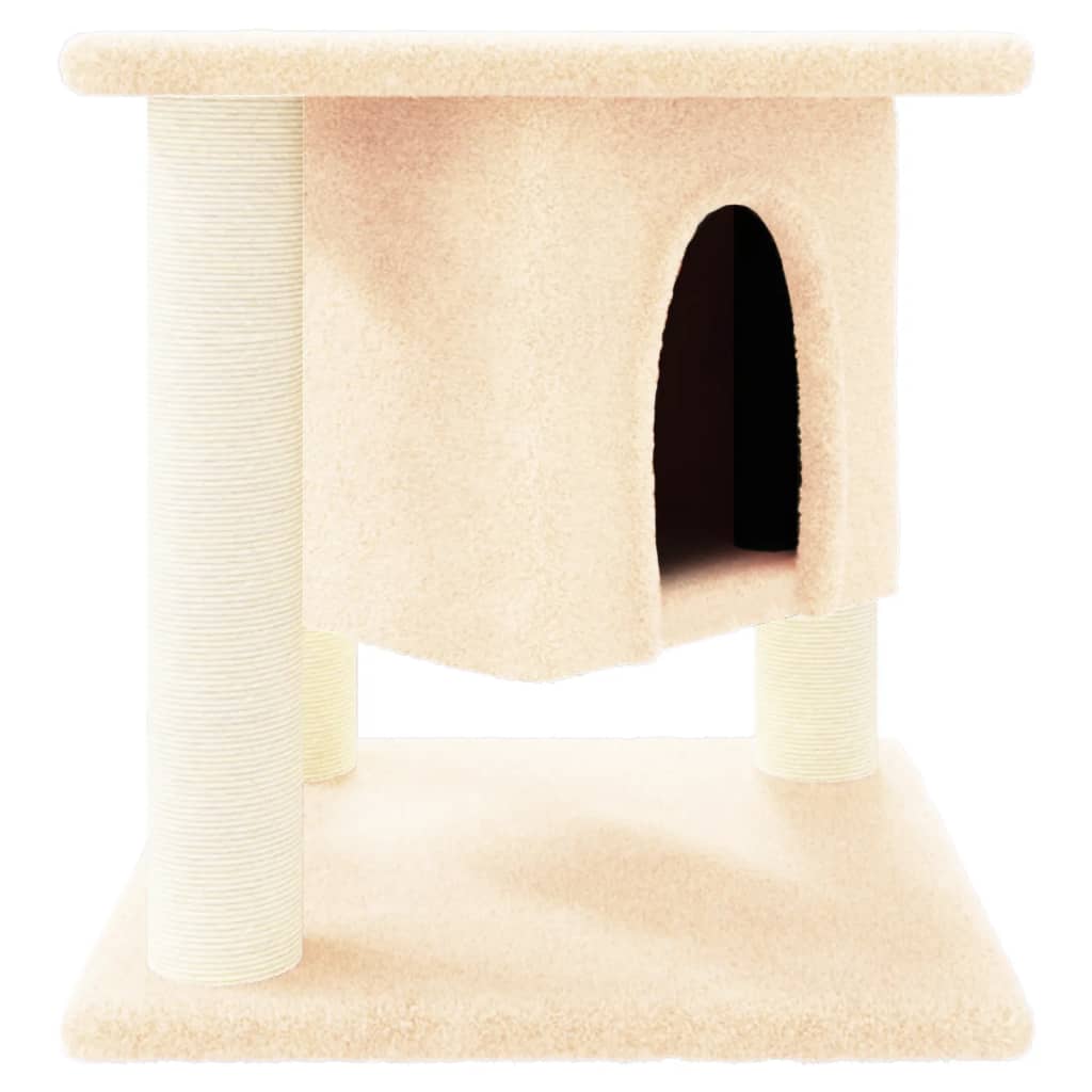 Rascador para gatos con postes de sisal crema 37 cm