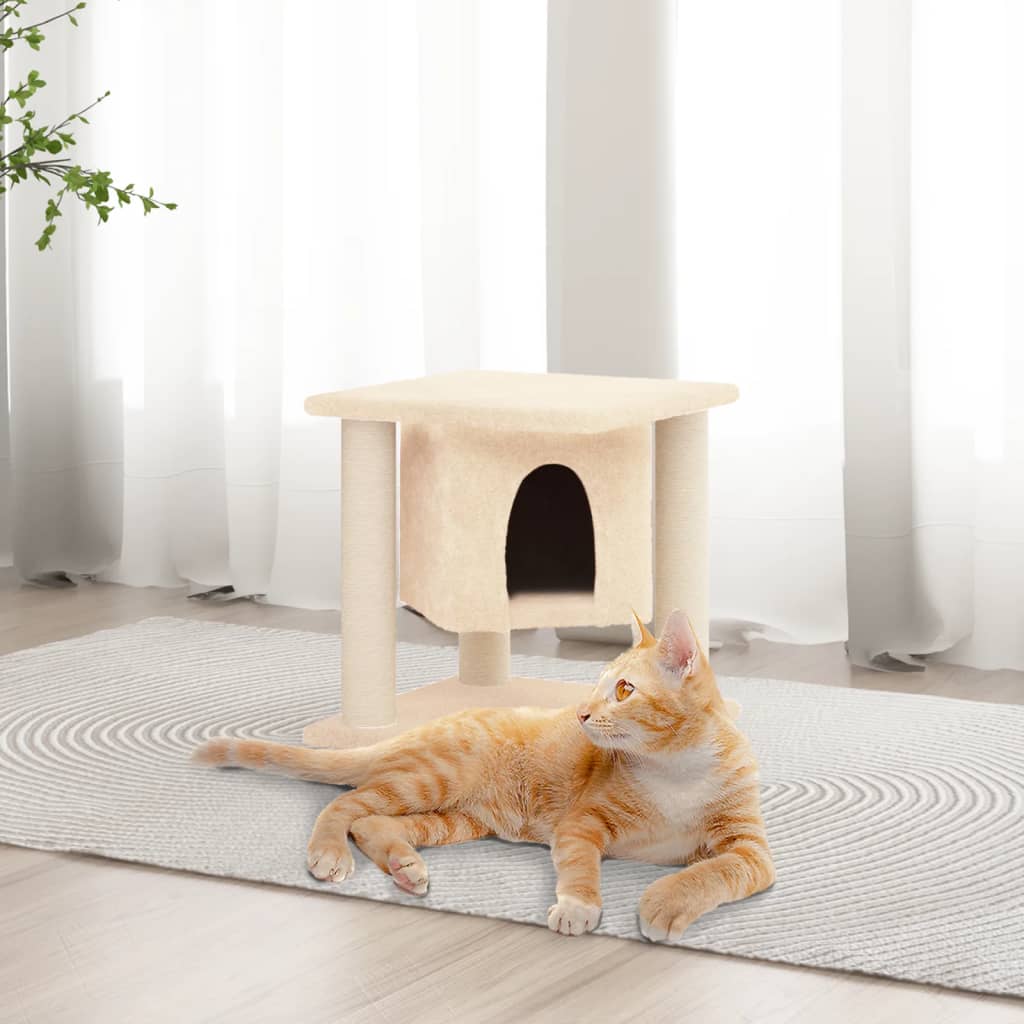 Vetonek Rascador para gatos con postes de sisal crema 37 cm