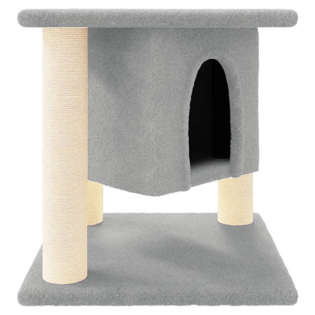 Rascador para gatos con postes de sisal gris claro 37 cm