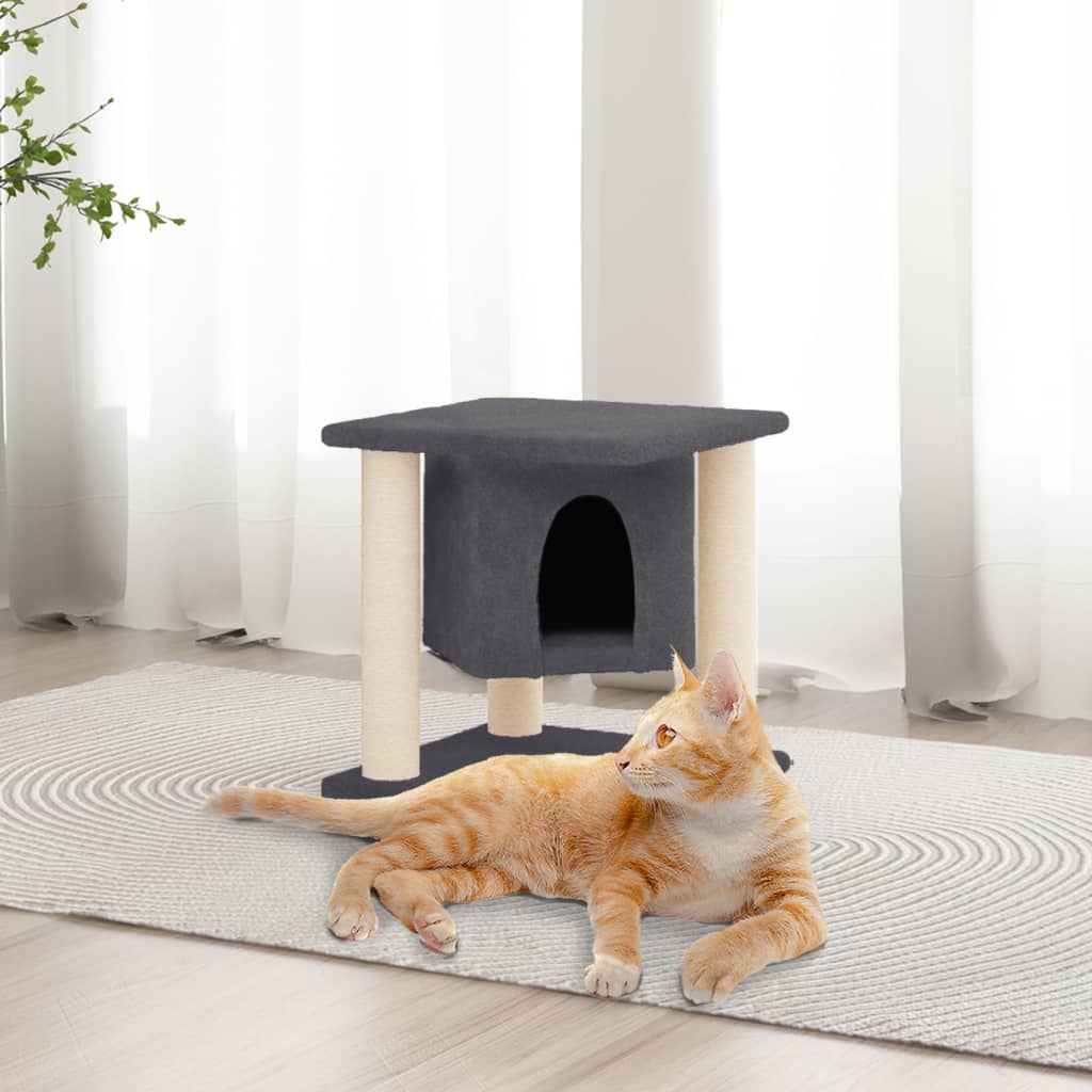 Vetonek Rascador para gatos con postes de sisal gris oscuro 37 cm