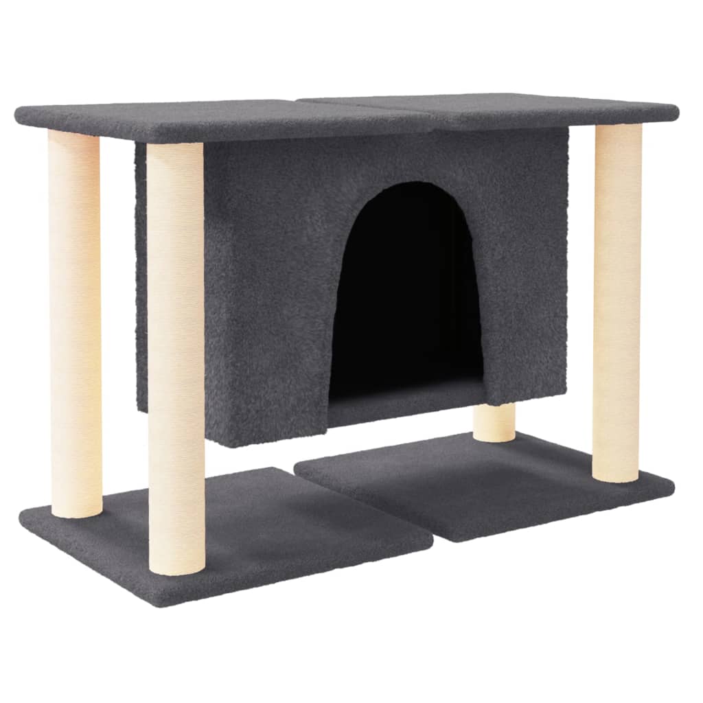 Rascador para gatos con postes de sisal gris oscuro 50 cm