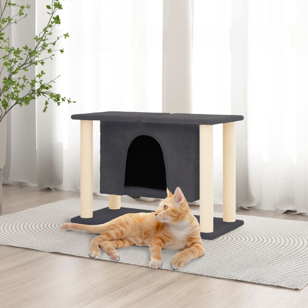 Rascador para gatos con postes de sisal gris oscuro 50 cm