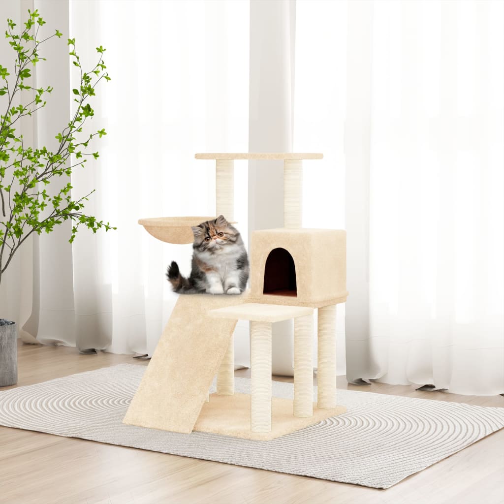 Vetonek Rascador para gatos con postes de sisal color crema 82 cm