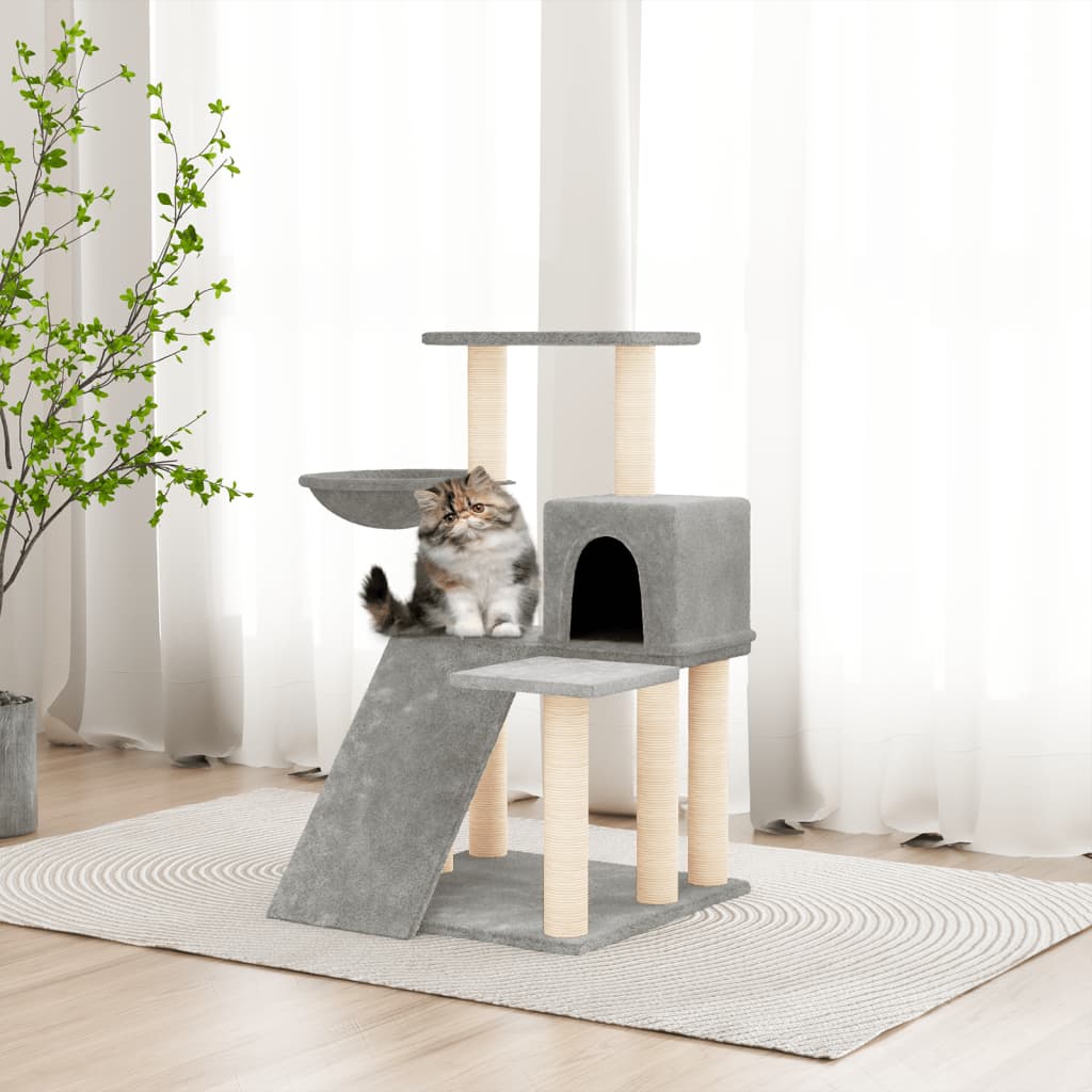 Vetonek Rascador para gatos con postes de sisal gris claro 82 cm