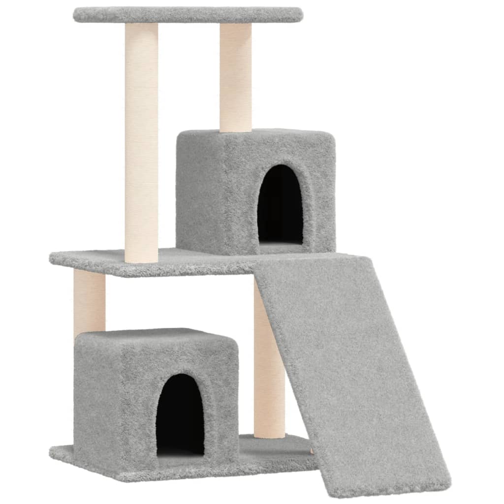 Rascador para gatos con postes de sisal gris claro 82 cm