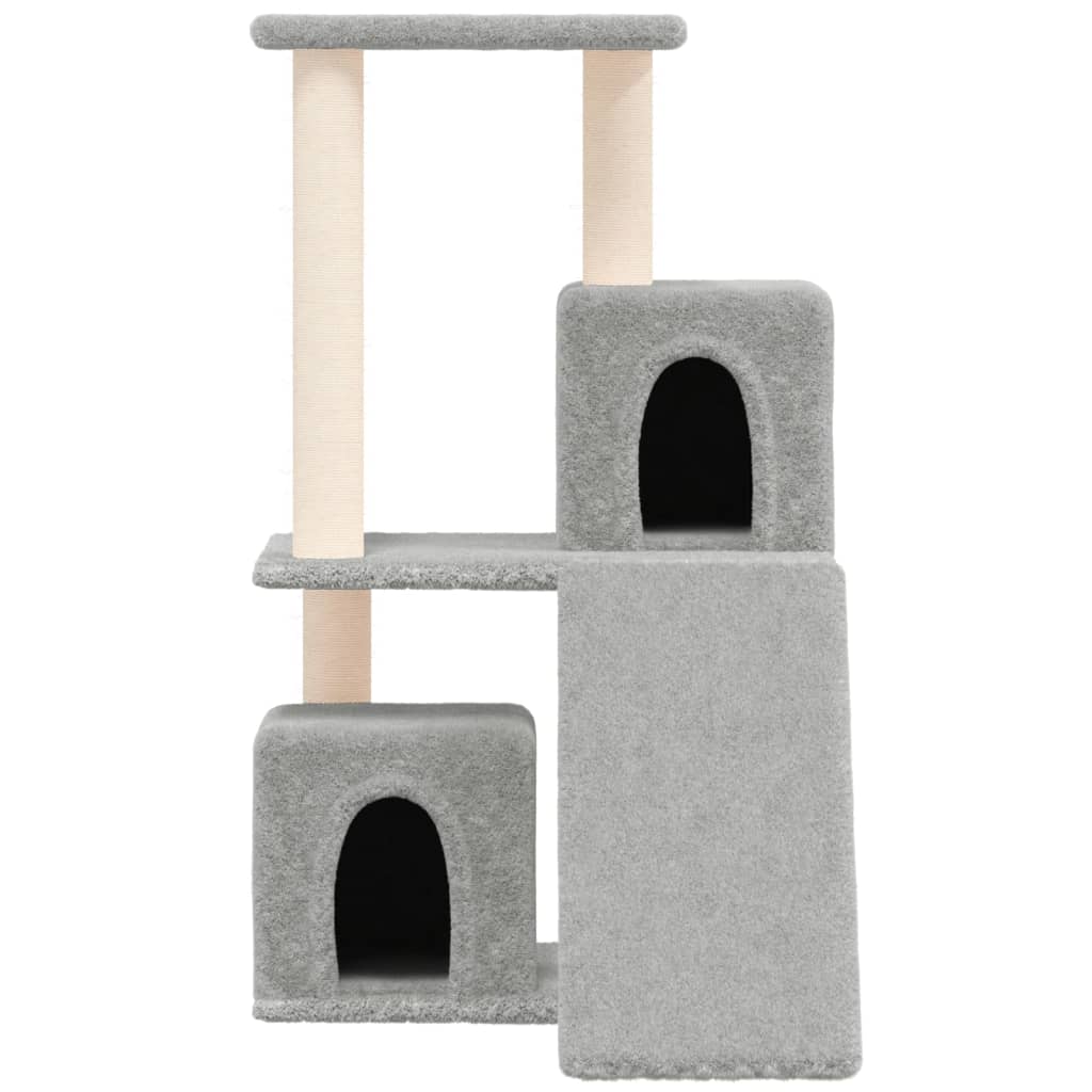 Rascador para gatos con postes de sisal gris claro 82 cm