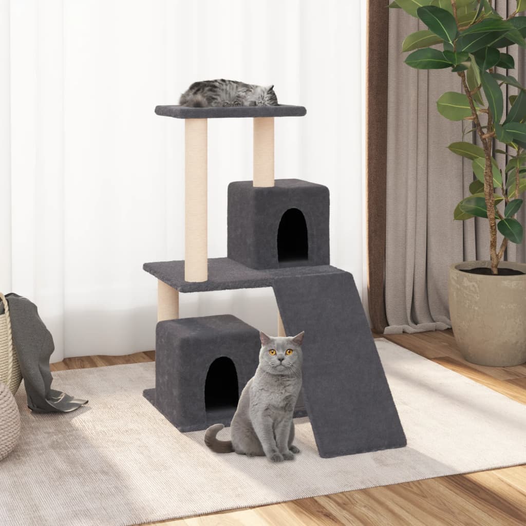 Vetonek Rascador para gatos con postes de sisal gris oscuro 82 cm