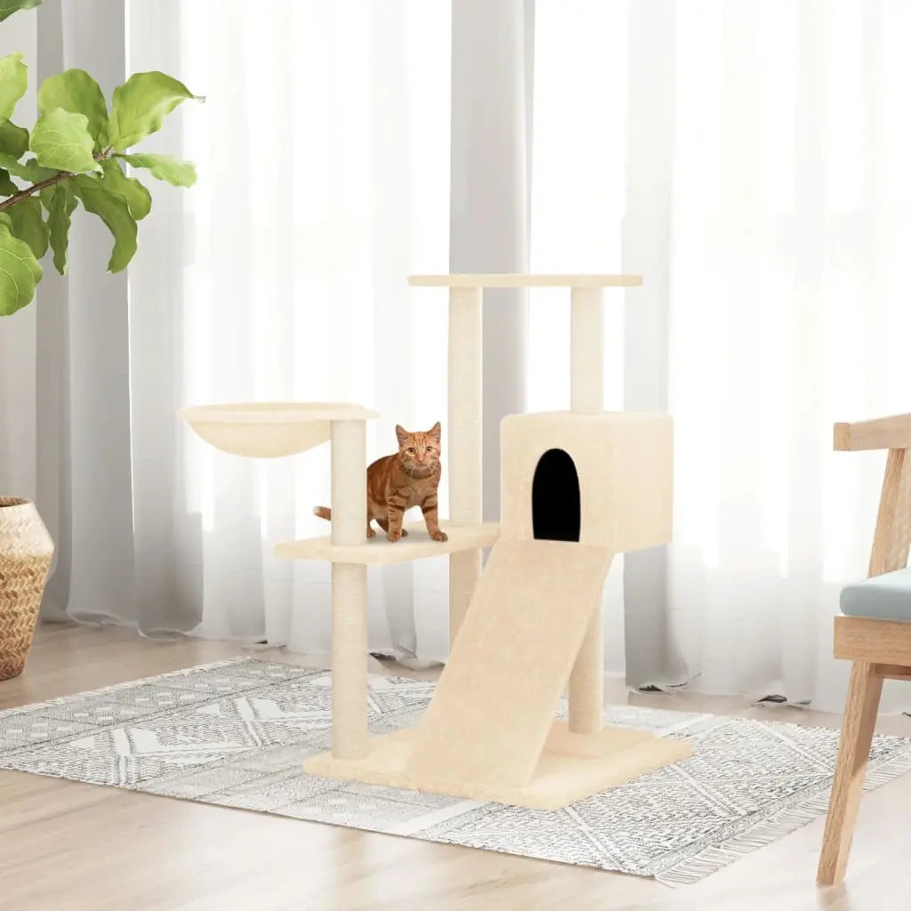 Vetonek Rascador para gatos con postes de sisal color crema 82 cm