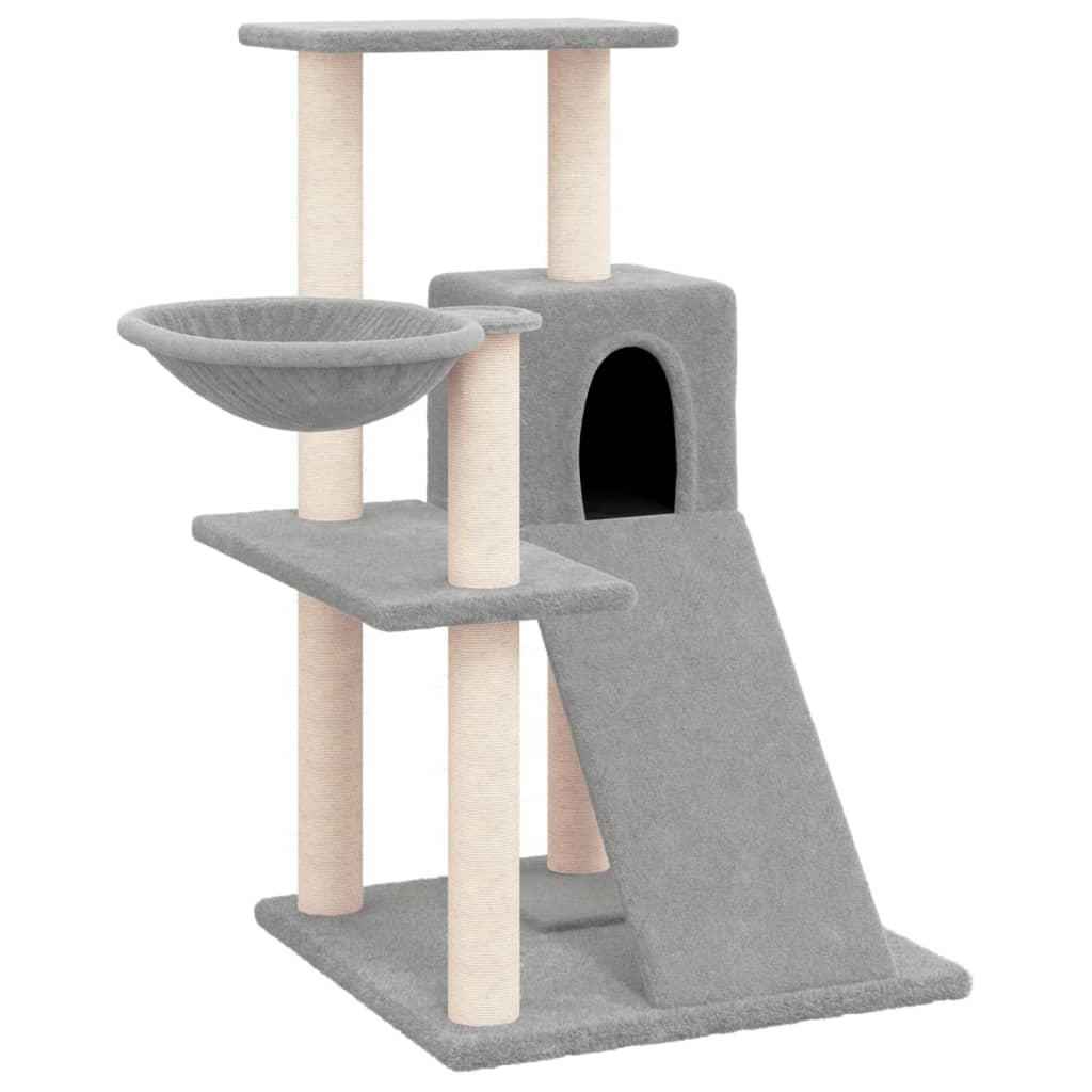 Rascador para gatos con postes de sisal gris claro 82 cm