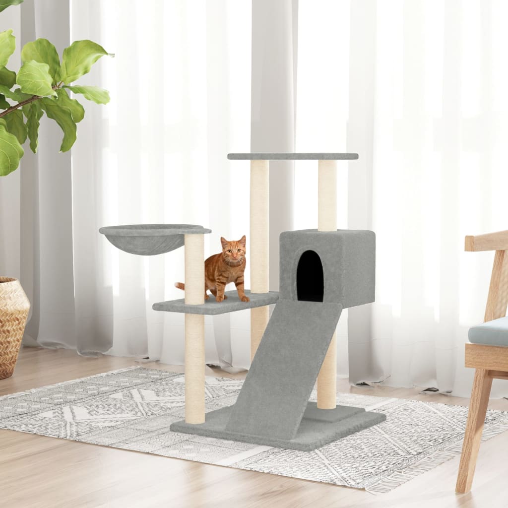 Vetonek Rascador para gatos con postes de sisal gris claro 82 cm