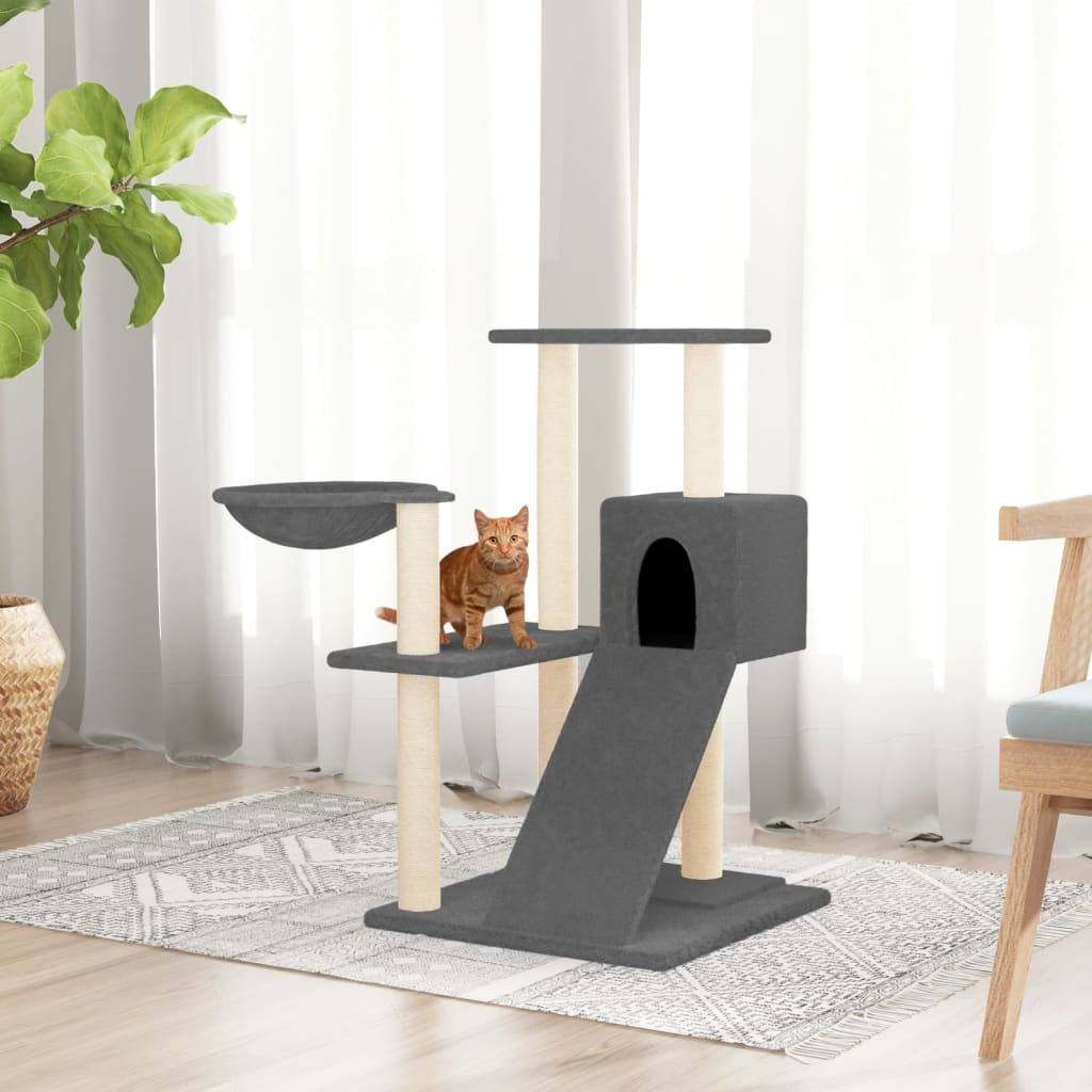 Vetonek Rascador para gatos con postes de sisal gris oscuro 82 cm