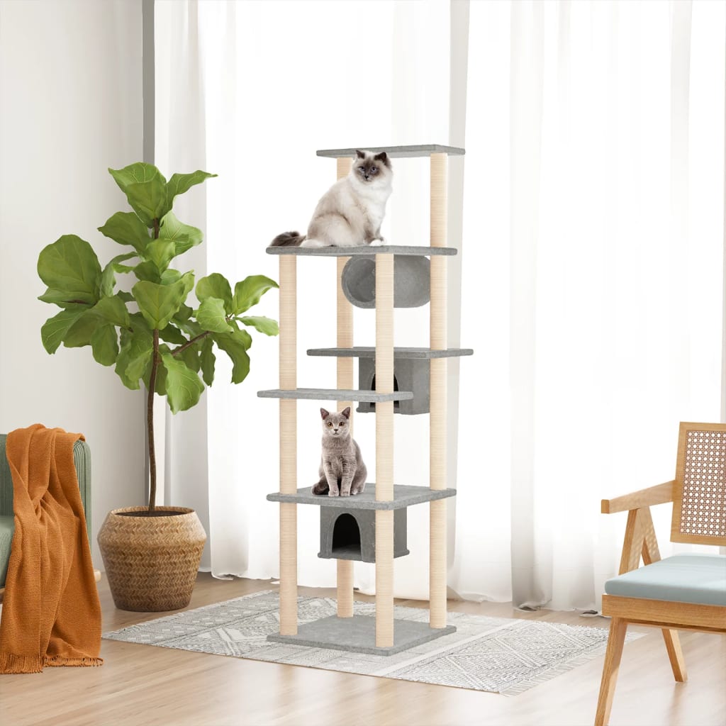 Vetonek Rascador para gatos con postes de sisal gris claro 169 cm