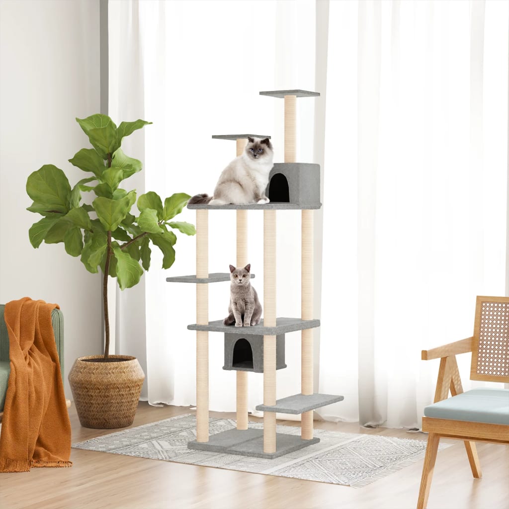 Vetonek Rascador para gatos con postes de sisal gris claro 176 cm