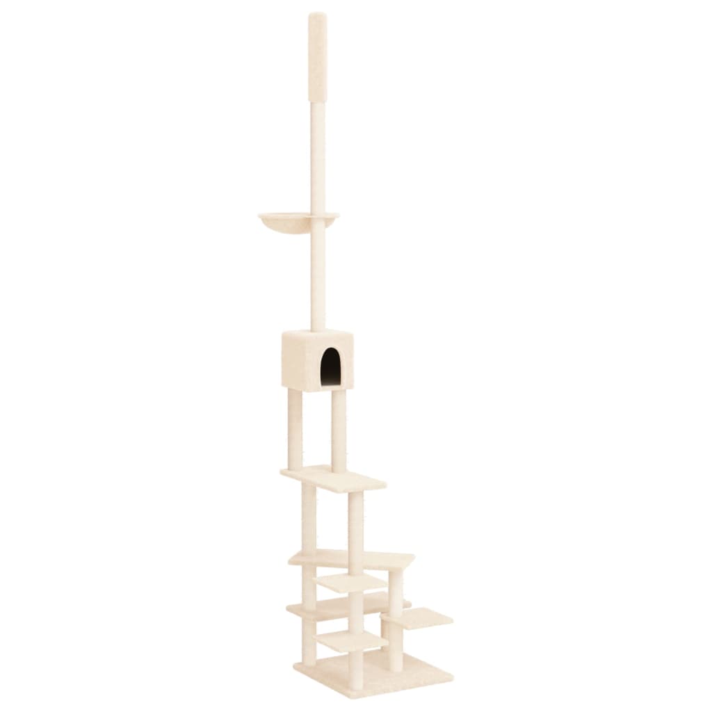 Árbol rascador para gatos de suelo a techo crema 268,5-294,5 cm