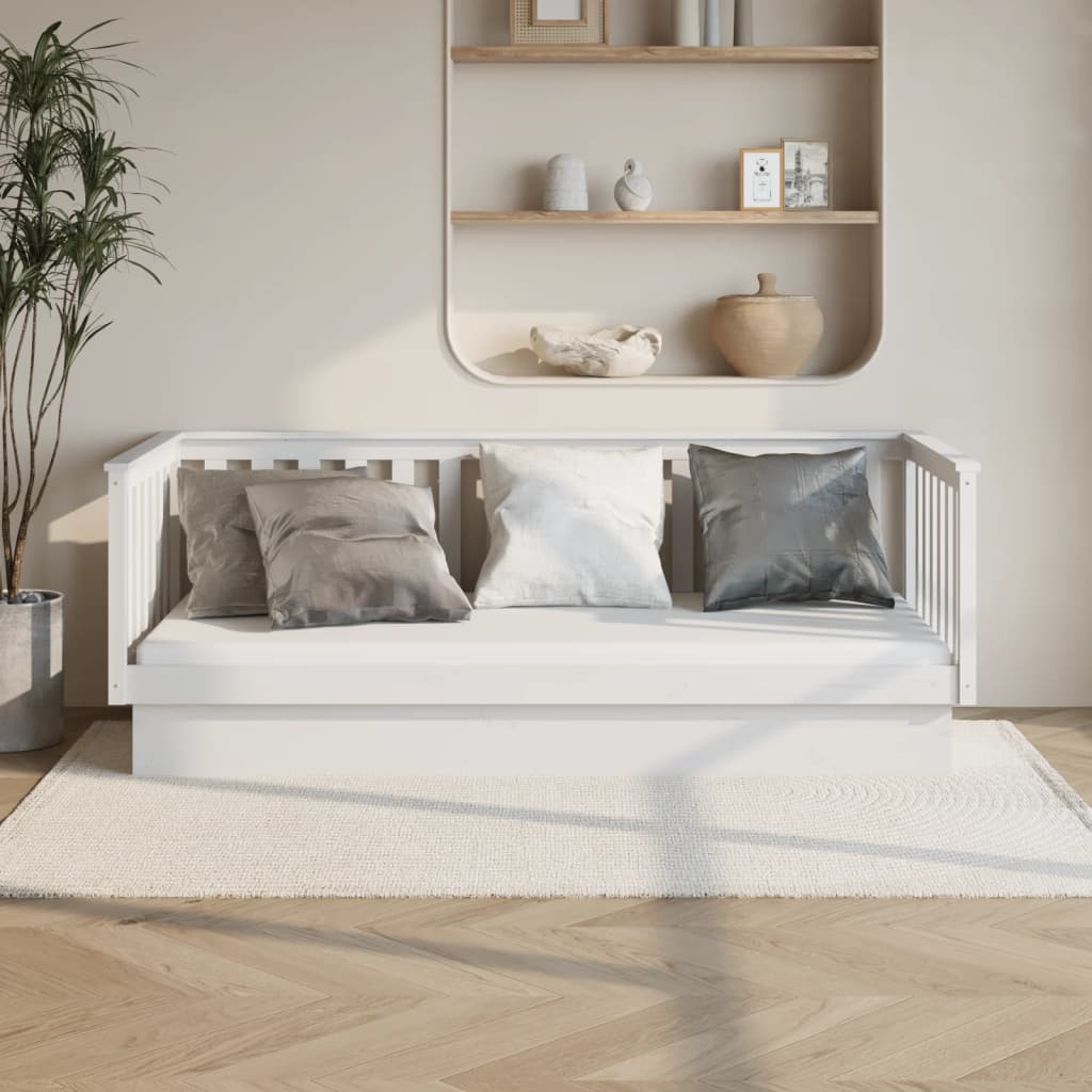 Vetonek Sofá cama sin colchón madera maciza de pino blanco 80x200 cm