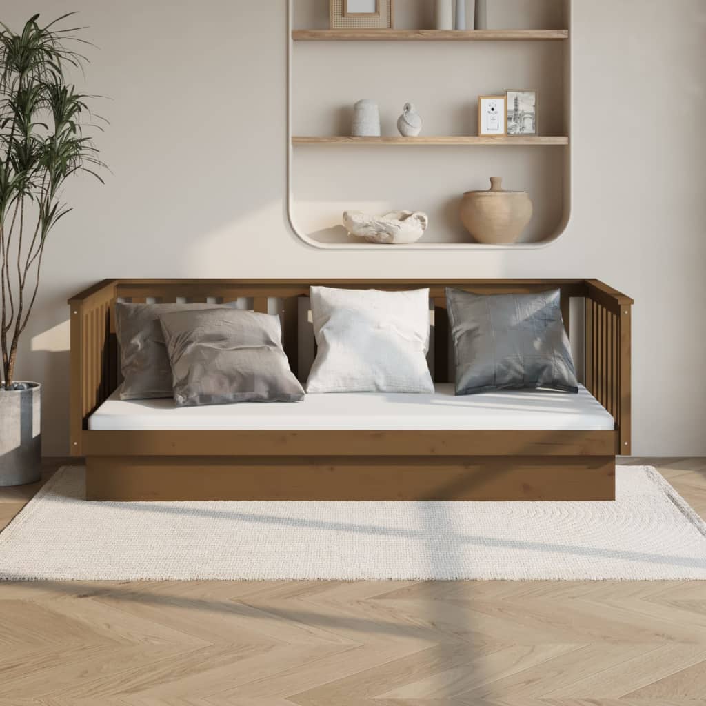 Vetonek Sofá cama sin colchón madera maciza pino marrón miel 80x200 cm