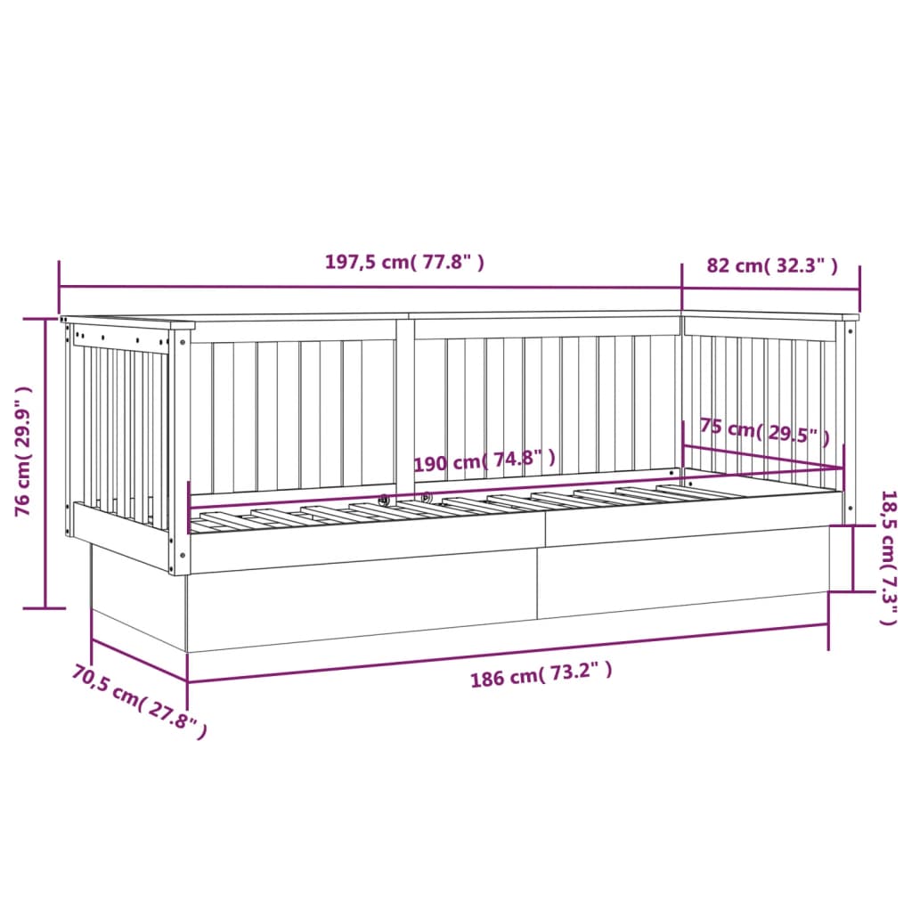 Sofa Sound Wood Black pine 75x190 cm