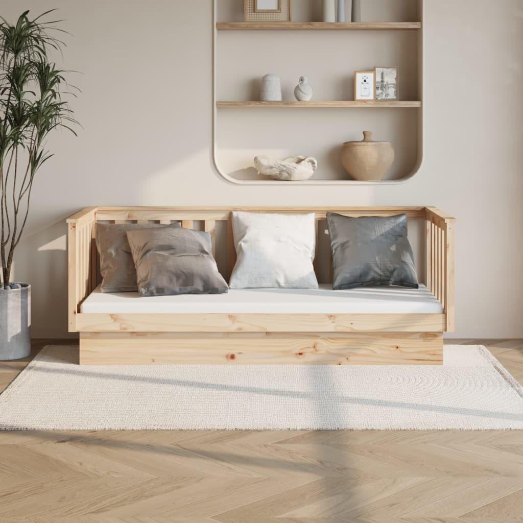 Vetonek Sofá cama sin colchón madera maciza de pino 90x190 cm