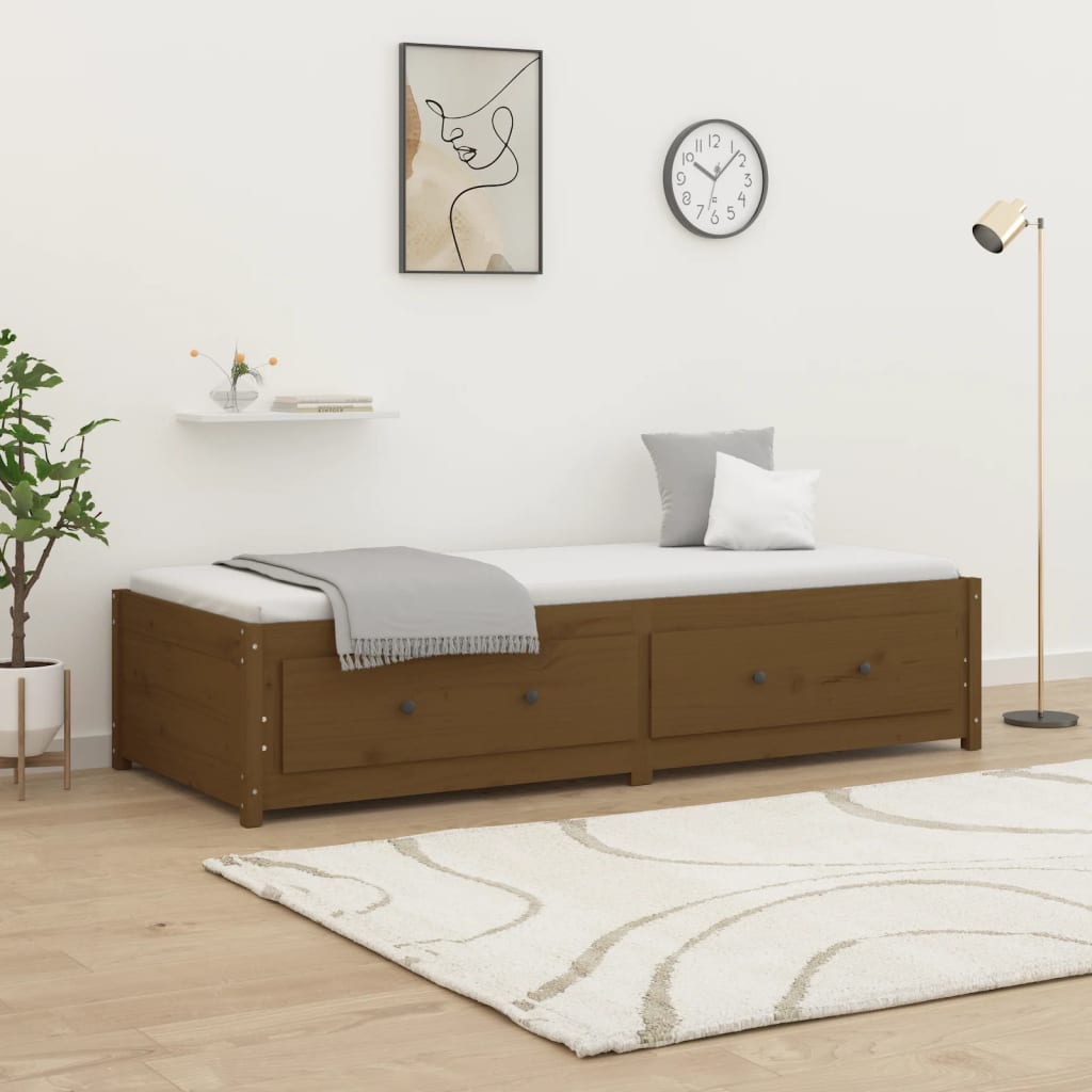 Vetonek Sofá cama sin colchón madera maciza pino marrón miel 80x200 cm