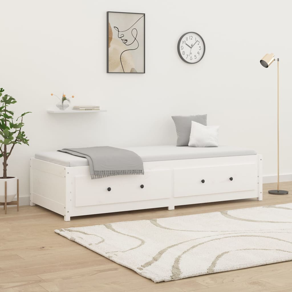 Vetonek Sofá cama sin colchón madera maciza de pino blanco 90x200 cm