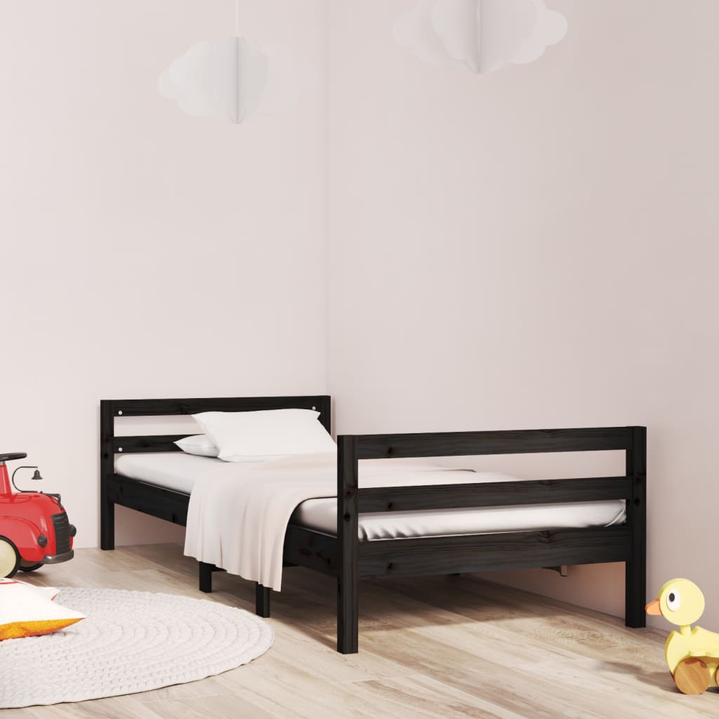 Vetonek Estructura de cama madera maciza de pino negro 90x190 cm