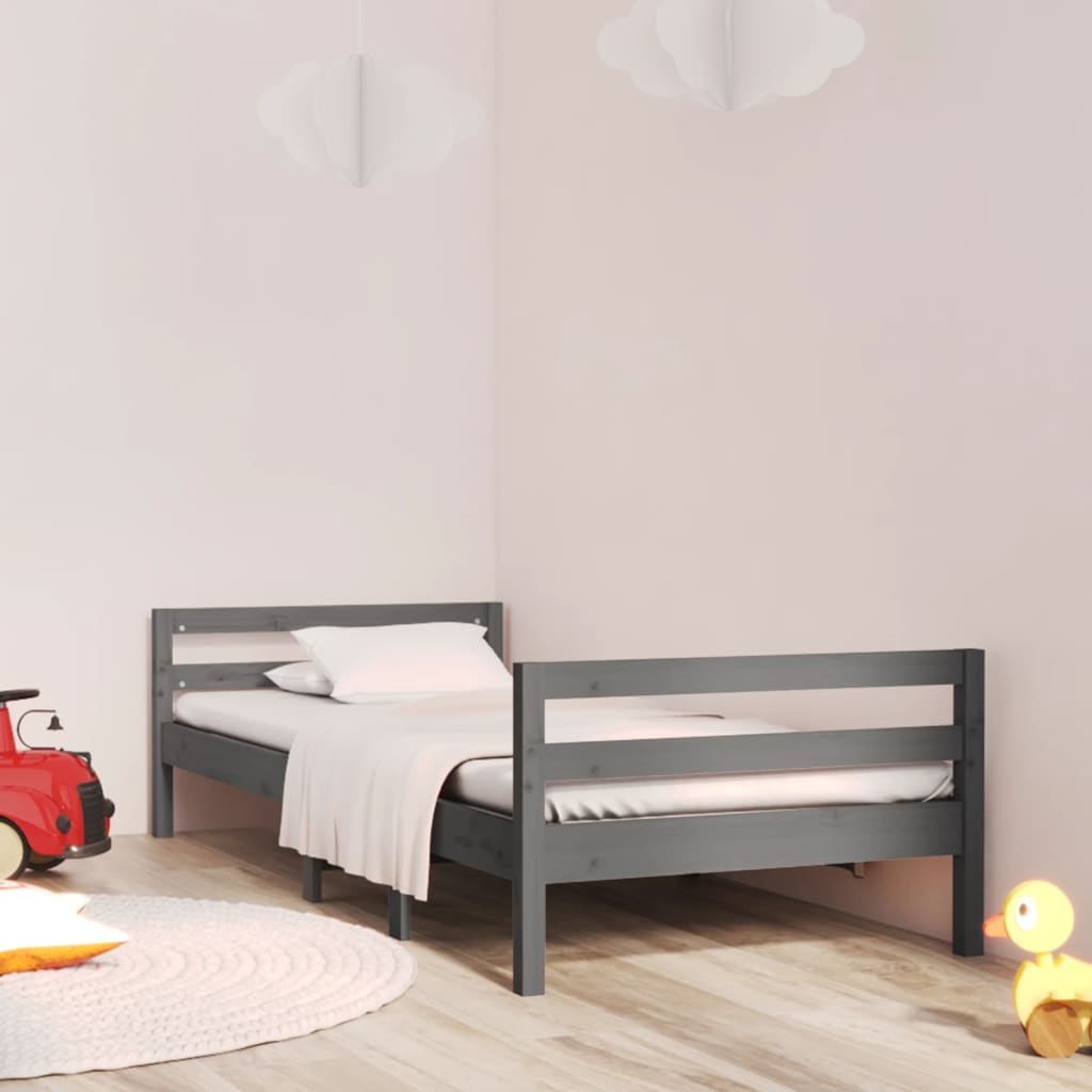 Vetonek Estructura de cama madera maciza de pino gris 75x190 cm