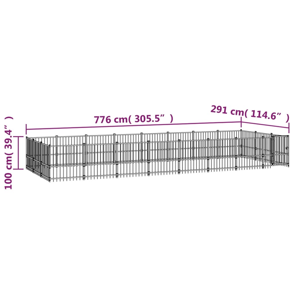 Perrera de exterior de acero 22,58 m² vidaXL