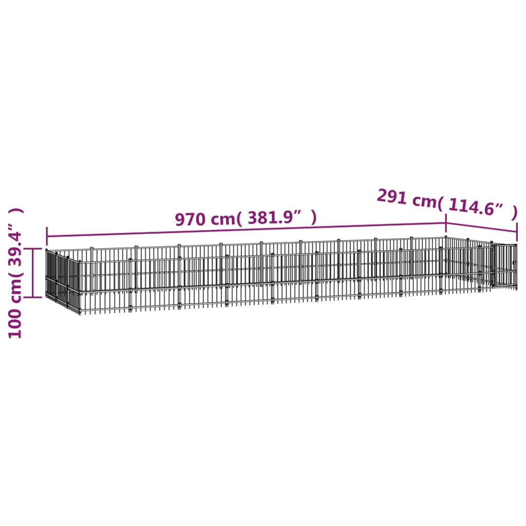 Perrera de exterior de acero 28,23 m² vidaXL