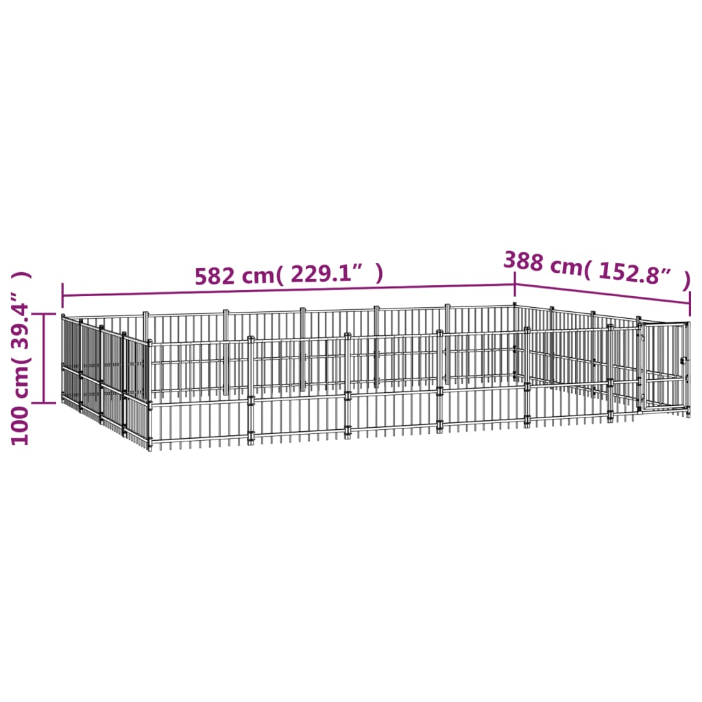 Perrera de exterior de acero 22,58 m²