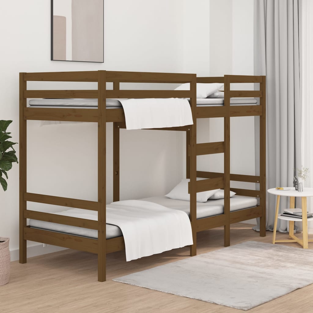 Vetonek Sofá cama madera maciza de pino marrón miel 90x200 cm