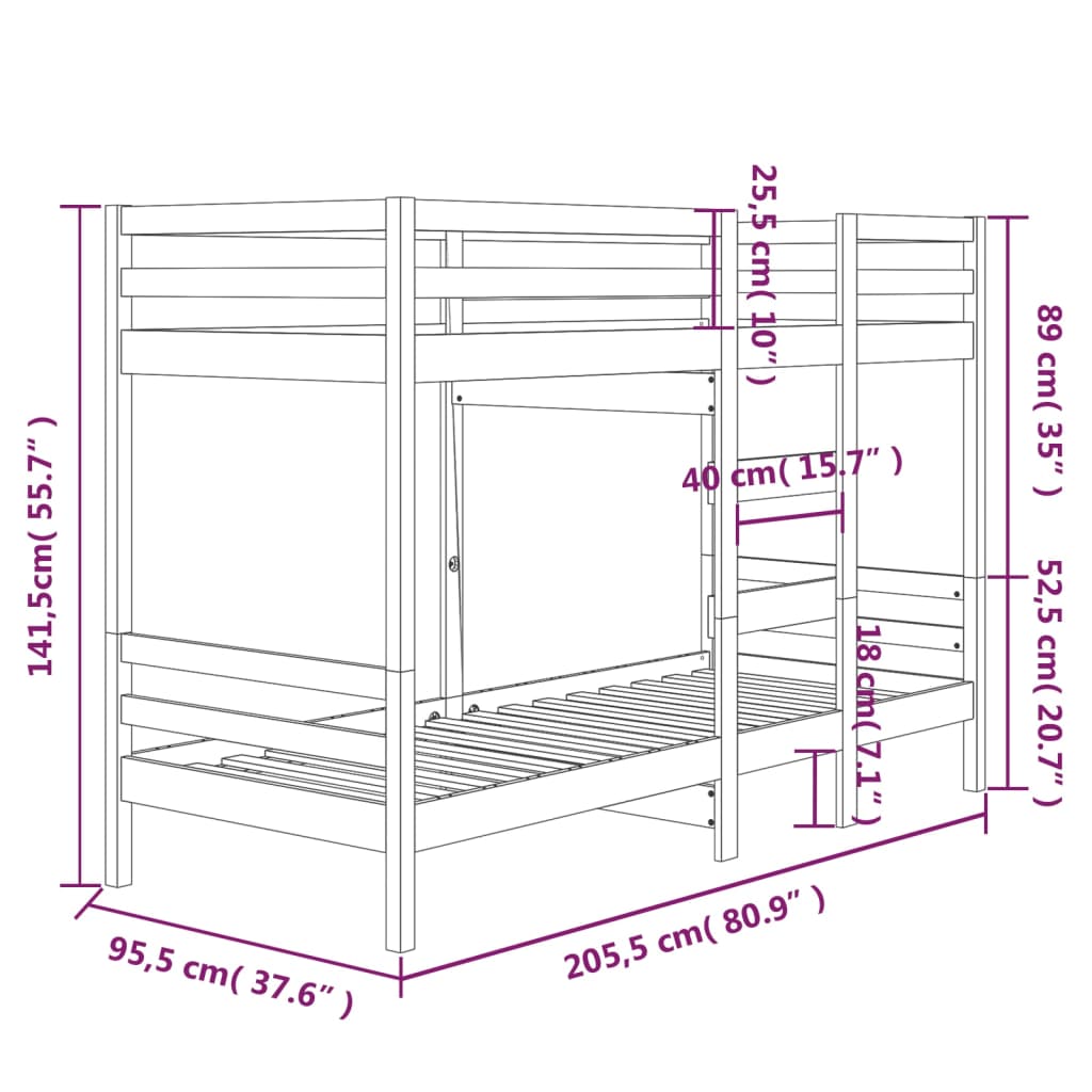 Sofá cama madera maciza de pino marrón miel 90x200 cm vidaXL