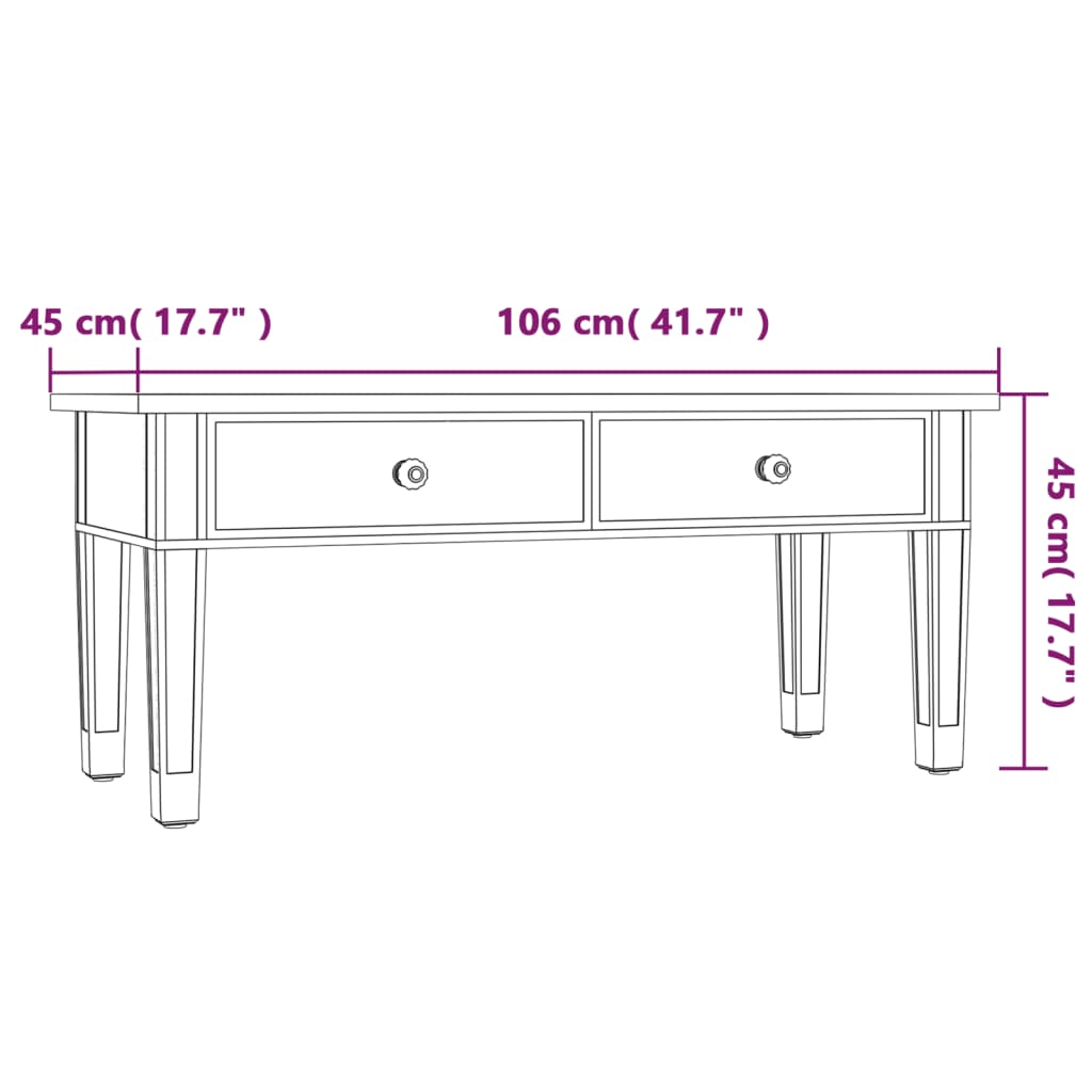 Mesa de centro especular madera tecnológica vidrio 106x45x45 cm vidaXL