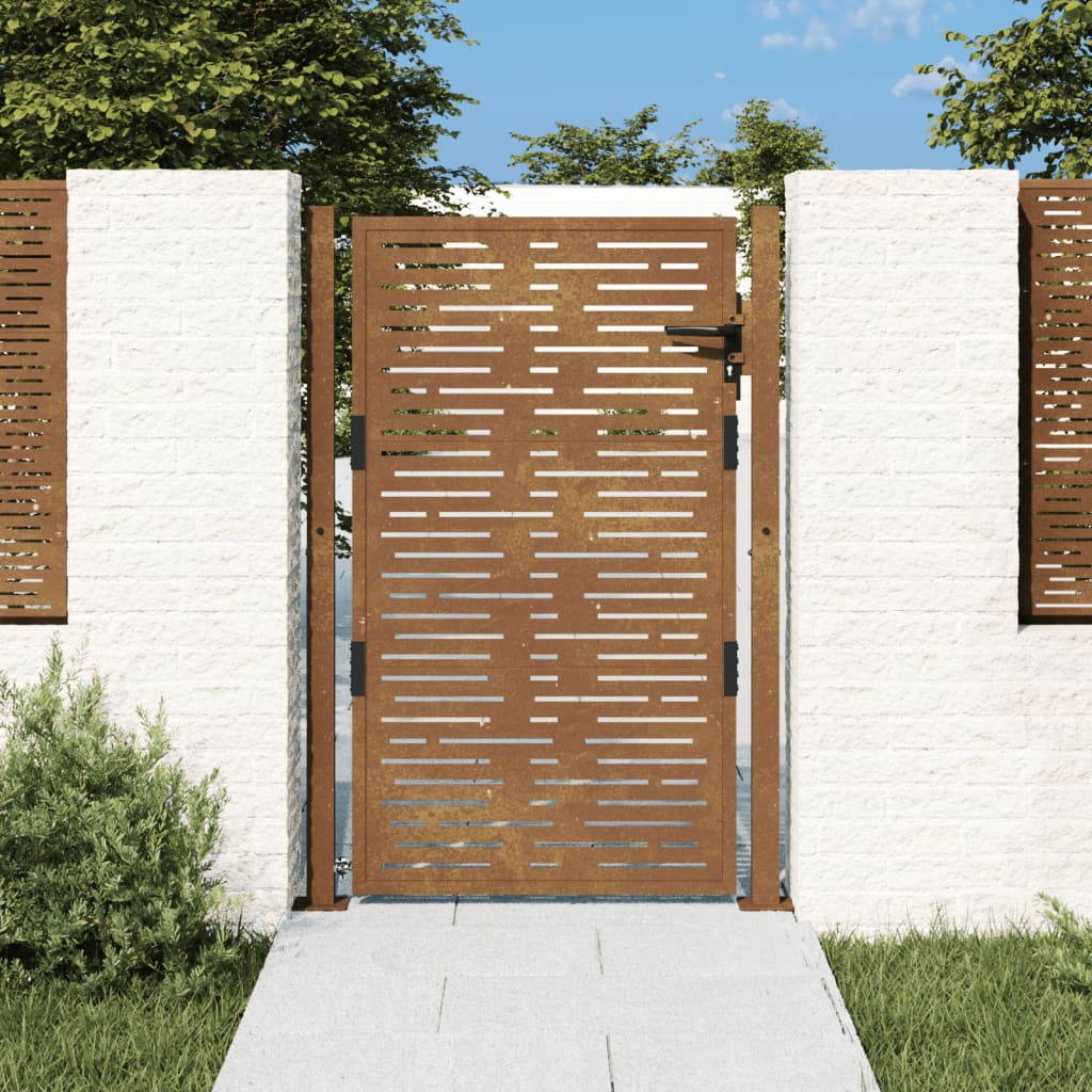 Vetonek Puerta de jardín acero corten diseño cuadrado 105x130 cm