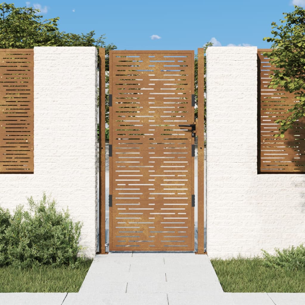 Vetonek Puerta de jardín acero corten diseño cuadrado 105x180 cm