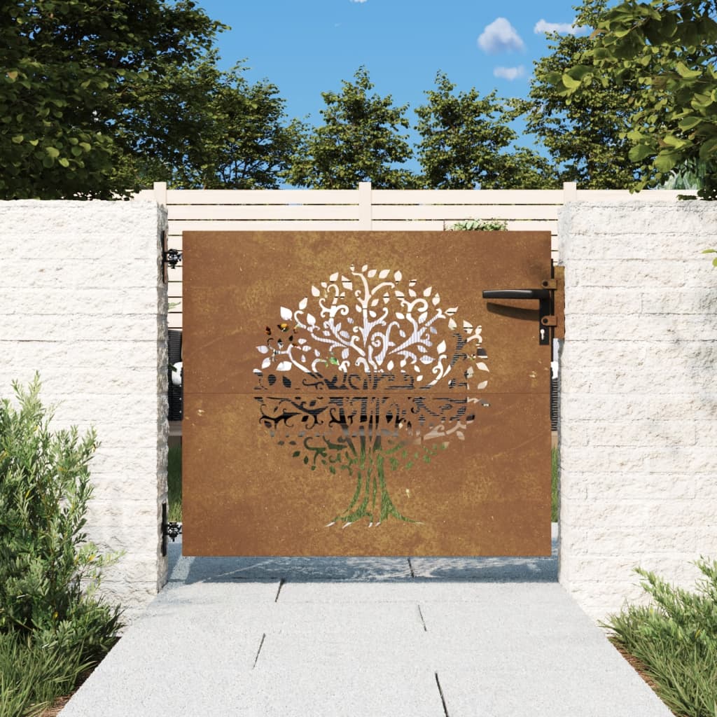 Vetonek Puerta de jardín acero corten diseño árbol 85x75 cm