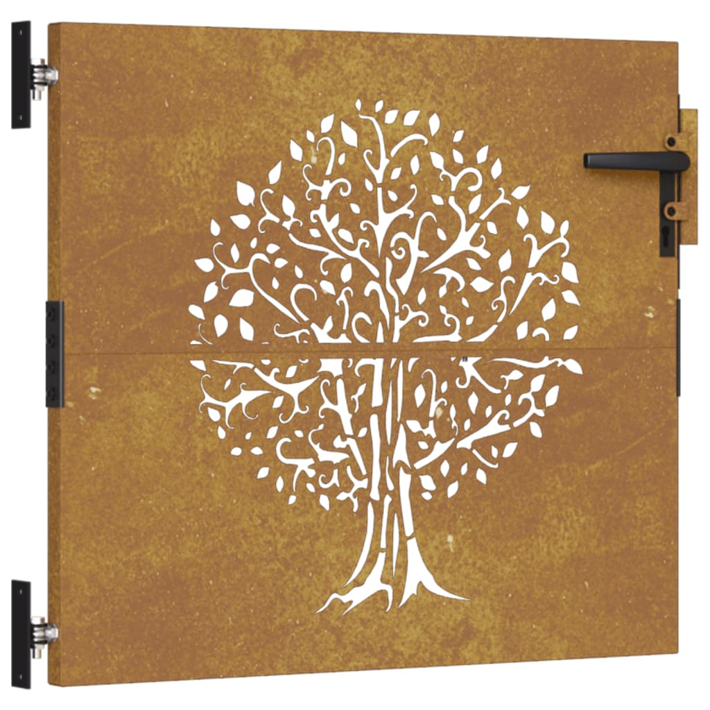 Puerta de jardín acero corten diseño árbol 85x100 cm - Vetonek