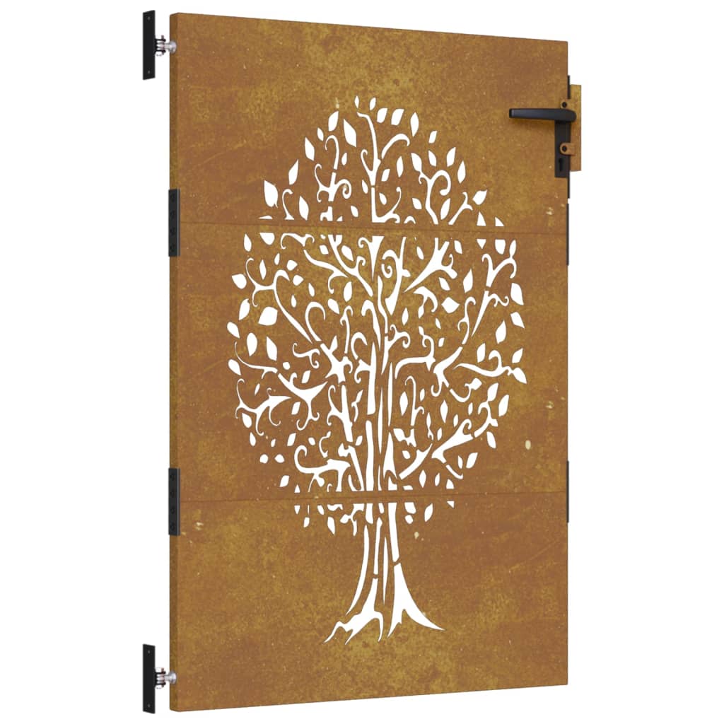 Puerta de jardín acero corten diseño árbol 85x150 cm - Vetonek